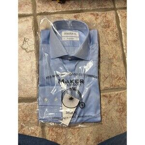 maker and company mens dress shirt new blue 15 1/2x32/33
